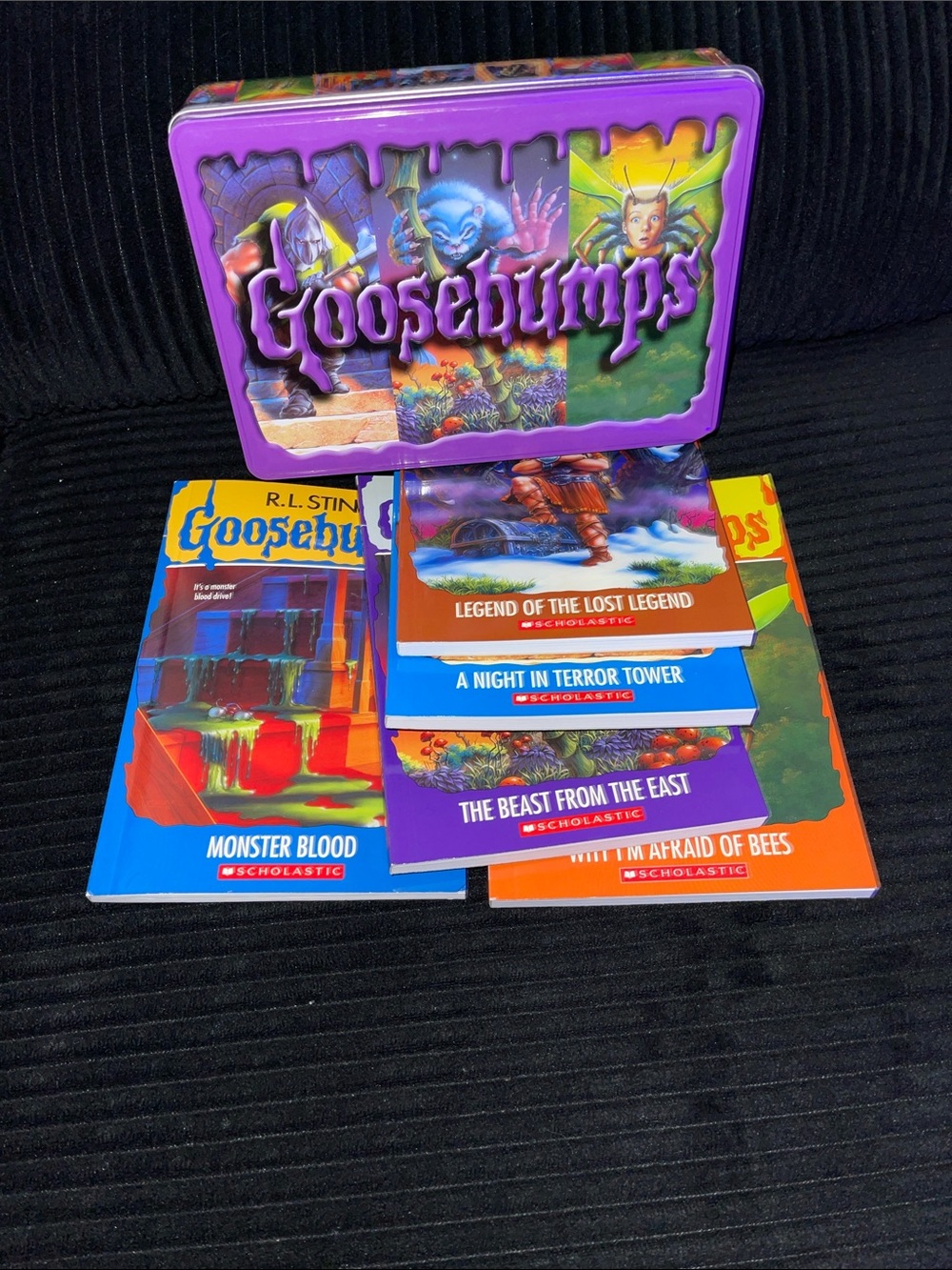 Goosebumps Purple Tin with Kids Book Set by Scholastic
